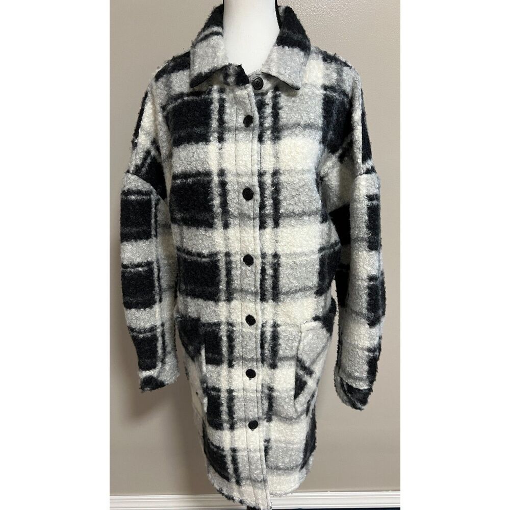 RD Style Black and White Checked Boucle Shacket. Size M.
